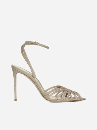 Shop Le Silla Embrace Lame' Fabric Sandals In Gold