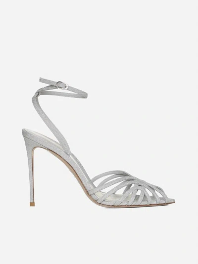 Shop Le Silla Embrace Lame' Fabric Sandals In Silver