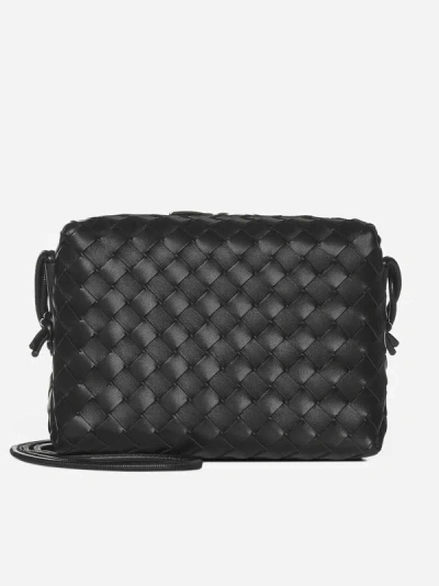 Shop Bottega Veneta Loop Intrecciato Leather Small Bag In Black