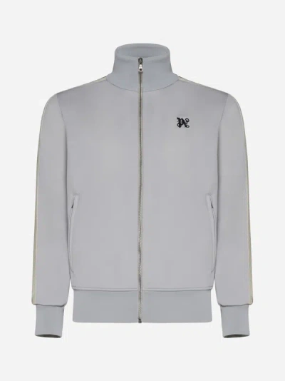 Shop Palm Angels Monogram Jersey Track Jacket In Light Grey,black