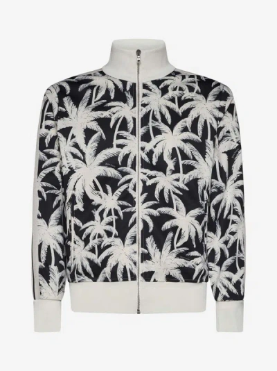 Shop Palm Angels All-over Palms Print Track Jacket In Black,off White