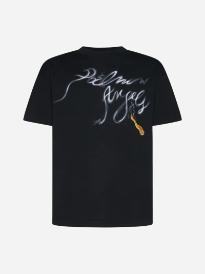 Shop Palm Angels Foggy Pa Cotton T-shirt In Black,white