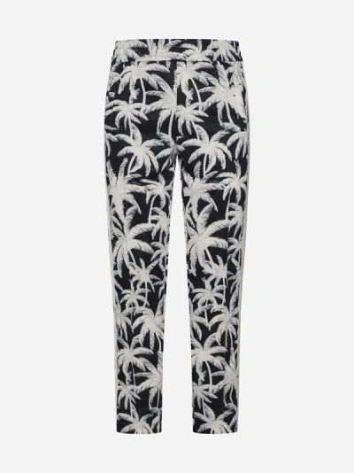 Shop Palm Angels All-over Palms Print Track Pants In Black,off White