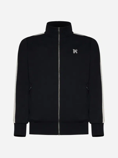 Shop Palm Angels Monogram Jersey Track Jacket In Black,off White
