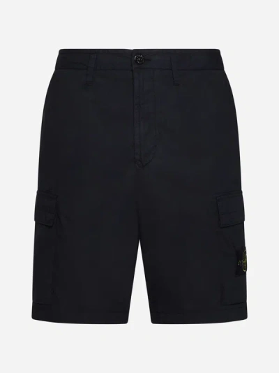 Shop Stone Island Regular-fit Cotton Cargo Shorts In Navy Blue
