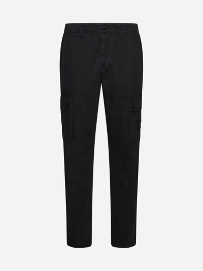 Shop Stone Island Slim-fit Cotton Cargo Trousers In Black