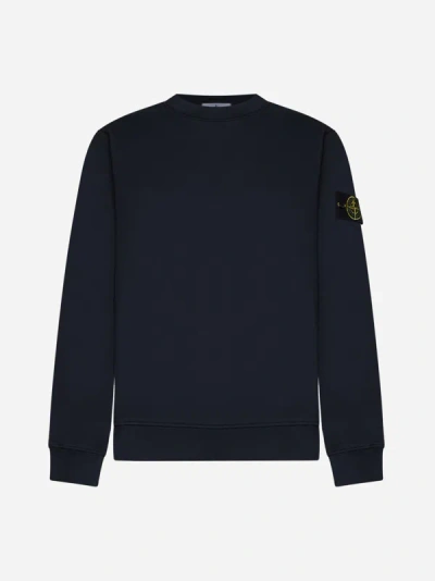 Shop Stone Island Cotton Sweatshirt In Navy Blue