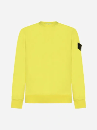 Shop Stone Island Cotton Sweatshirt In Fluorescent Yellow