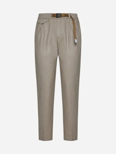 Shop White Sand Linen And Cotton Trousers In Beige