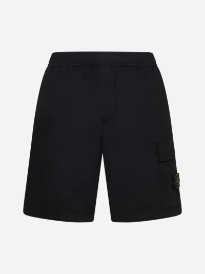 Shop Stone Island Comfort-fit Cotton Shorts In Black