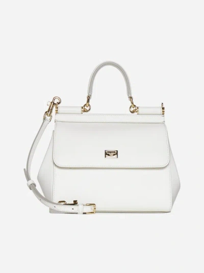 Shop Dolce & Gabbana Sicily Small Leather Bag In White