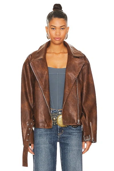 Superdown Lana Faux Leather Jacket In Brown