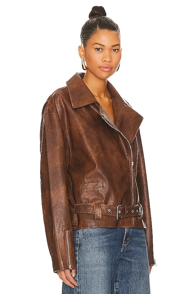Superdown Lana Faux Leather Jacket In Brown