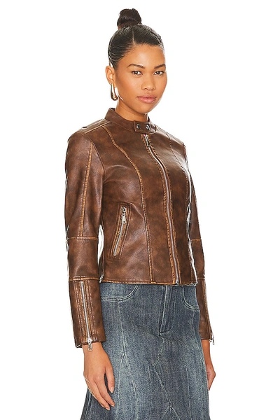 Shop Superdown Steph Faux Leather Moto Jacket In Brown
