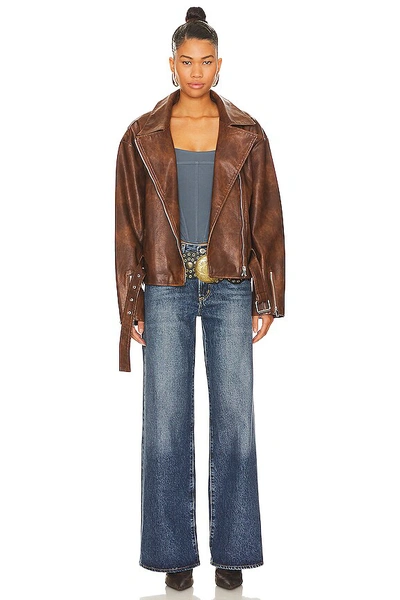Superdown Lana Faux Leather Jacket In Brown