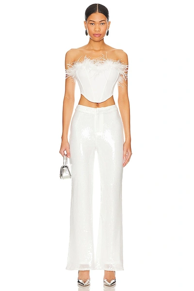 Superdown Avia Pant In White Sequin