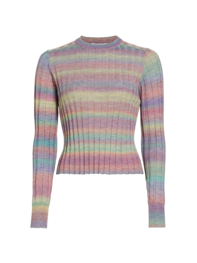 Shop Re/done Women's Poor Boy Rib Wool Slim-fit Sweater In Spirulina Combo