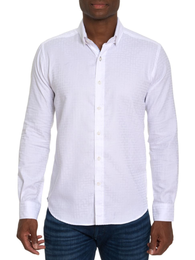 Shop Robert Graham Men's Amory Geometric Button-front Shirt In White