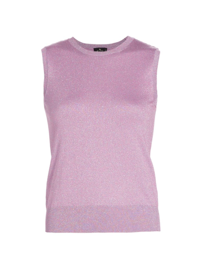 Shop Etro Women's Silk-blend Shimmer Sleeveless Top In Lilac