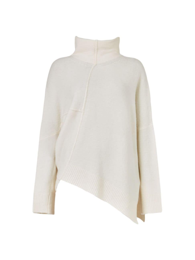 Shop Allsaints Women's Lock Rolled Neck Asymmetric Sweater In Chalk White