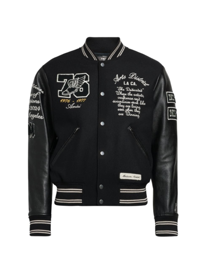 Shop Amiri Men's Oversized Eagle Varsity Jacket In Black