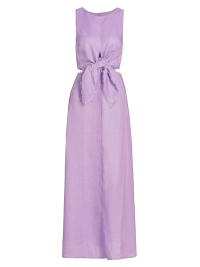 Shop Kivari Women's Ellie Linen Cut-out Maxi Dress In Lilac
