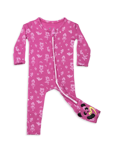 Shop Bellabu Bear Baby Girl's & Little Girl's Ballerina Print Convertible Footie In Dark Pink