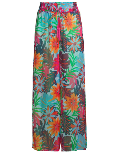 Shop Ramy Brook Women's Lancaster Floral Chiffon Wide-leg Pants In Multi Flower Print