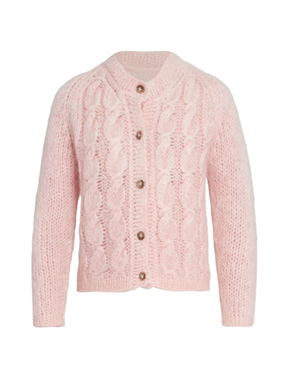 Shop Maison Margiela Women's Cable-knit Mohair Wool-blend Cardigan In Pink