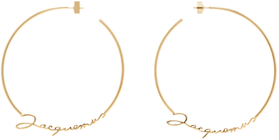 Shop Jacquemus Gold Le Papier 'les Creoles ' Earrings In 280 Gold