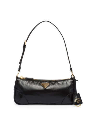 Shop Prada Women's Re-edition 2002 Small Leather Shoulder Bag In Black
