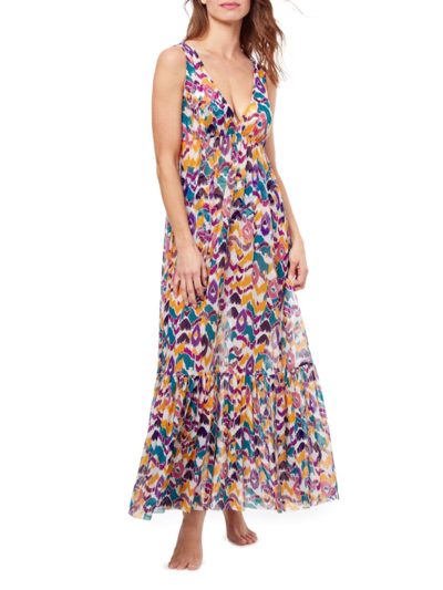 Shop Profile By Gottex Women's Echo Ikat Maxi Dress In Neutral