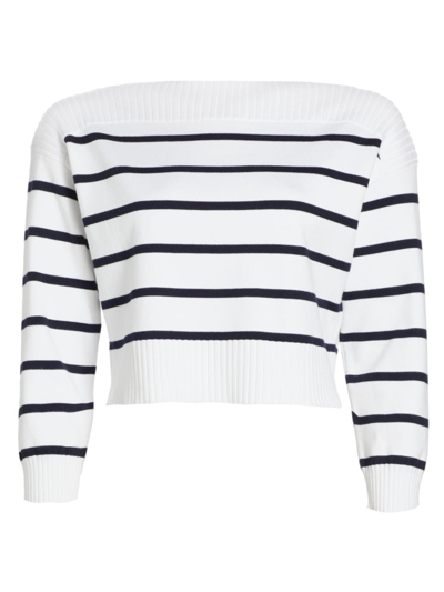 Shop Marella Women's Doll Striped Crop Sweater In Blue And White