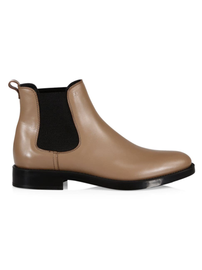 Shop Tod's Women's 60c Debossed Leather Chelsea Boots In Taupe