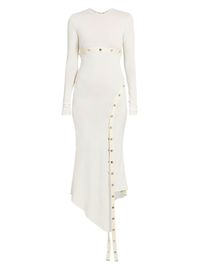 Shop Attico Women's Snap Detail Jersey Midi-dress In Milk