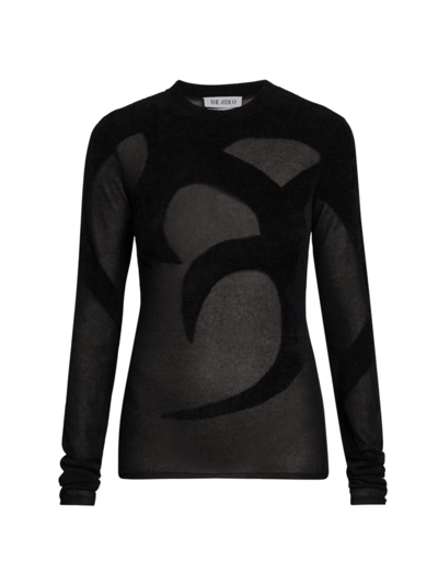 Shop Attico Women's Sheer Fitted Sweater In Black