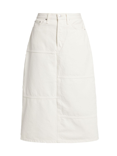 Shop Re/done Women's Mid-rise Denim Midi-skirt In Vintage White