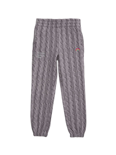 Shop Terez Little Girl's & Girl's Cable Knit Joggers In Silver