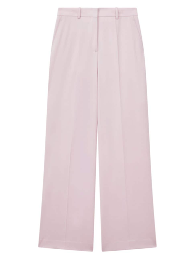 Shop Reiss Women's Evelyn Wide-leg Wool-blend Pants In Pink