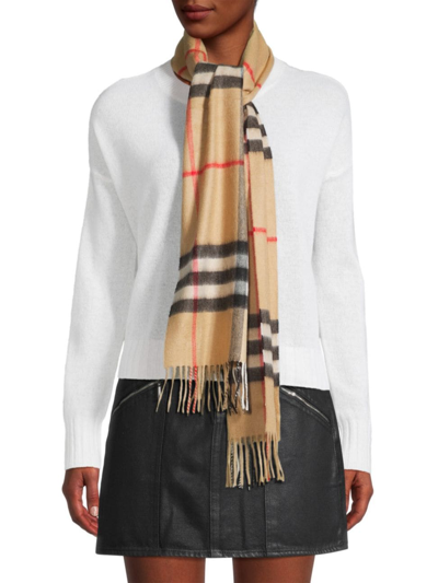 Shop Burberry Women's Giant Check Cashmere Scarf In Archieve Beige