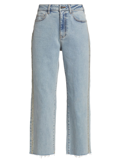Shop Generation Love Women's Crystal-trim Straight-leg Jeans In Light Blue