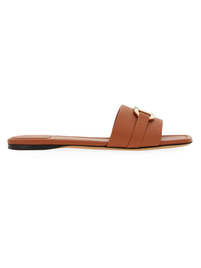 Shop Ferragamo Women's Leah Leather Gancini Sandals In Tan