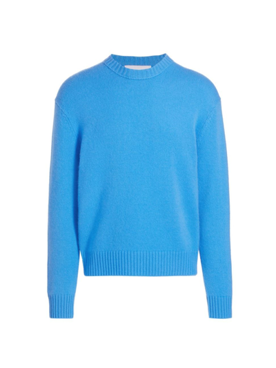 Shop Frame Men's Cashmere Crewneck Sweater In Pop Blue