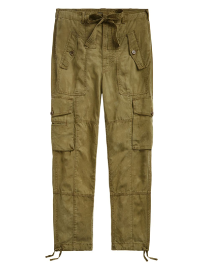 Shop Polo Ralph Lauren Women's Tapered Linen-blend Cargo Pants In New Olive