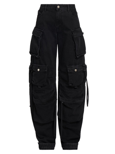 Shop Attico Women's Denim Cargo Pants In Black