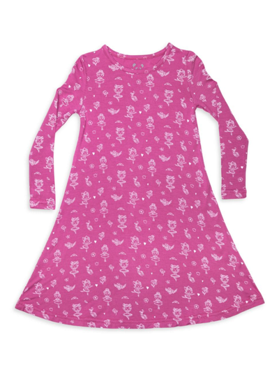Shop Bellabu Bear Little Girl's & Girl's Ballerina Long-sleeve Dress In Dark Pink