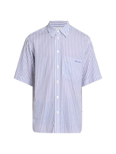 Shop Isabel Marant Men's Labilio Striped Button-front Shirt In Azure