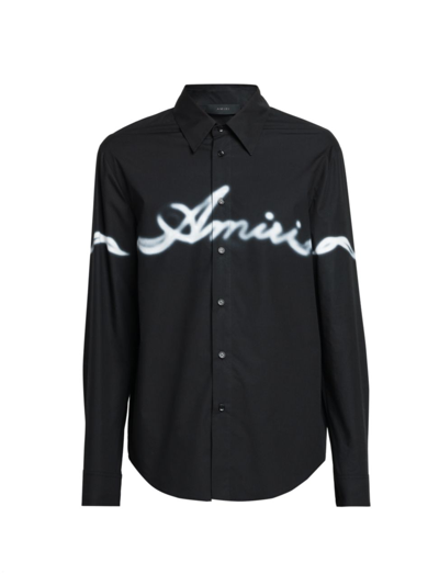 Shop Amiri Men's  Smoke Button-up Shirt In Black