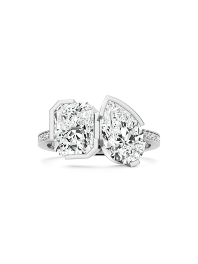 Shop Unsaid Women's Meta 18k White Gold & 4.14 Tcw Lab-grown Diamond Toi Et Moi Ring