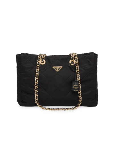 Shop Prada Women's Re-edition 1995 Chaine Large Re-nylon Tote Bag In Black